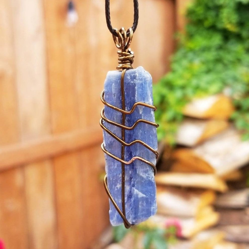 SOLD!!! Blue Kyanite Hand Wrapped Crystal Necklace